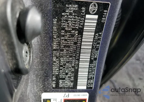 2013 Toyota Camry L из США, поврежденный, VIN 4T1BF1FKXDU289081